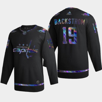 Washington Washington Capitals #19 Nicklas Backstrom Men's Nike Iridescent Holographic Collection NHL Jersey Black